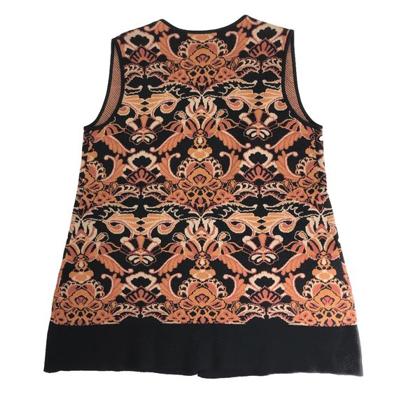 Susan Graver Long Knit Open Front Damask Pattern Knit Vest - Size MP - Picture 3 of 6